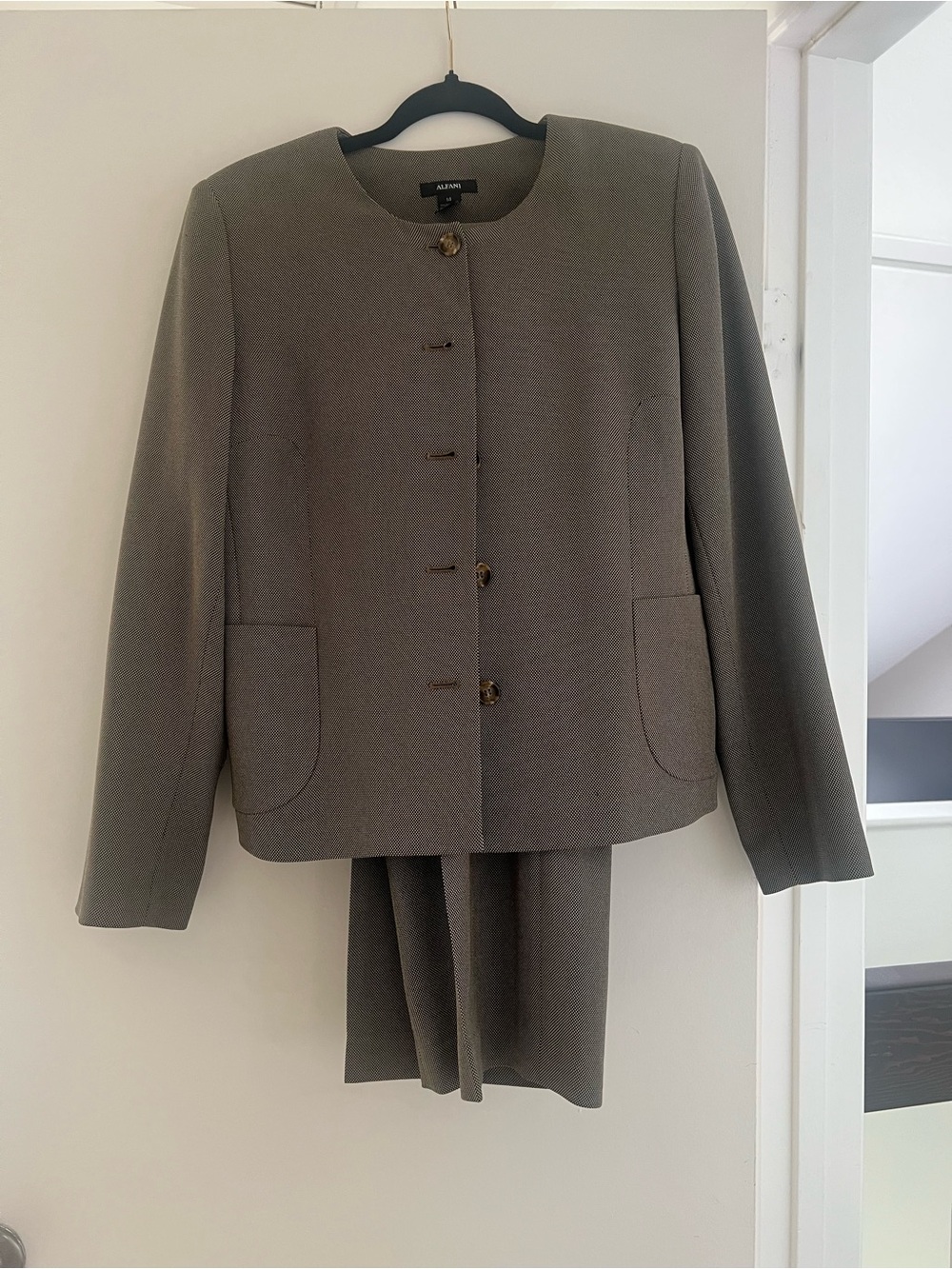 Alfani Taupe Collarless Blazer Jacket